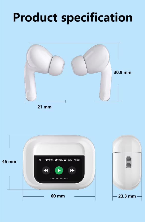 A9 Pro Touch Display Earbuds Latest Display buds