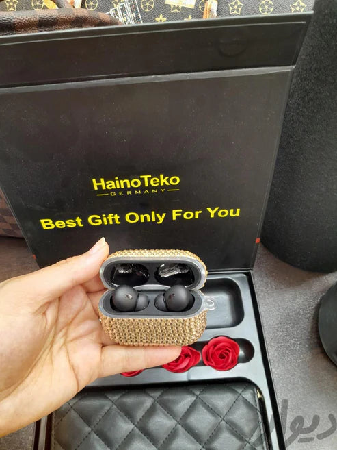 Haino Teko GP-25 Smart Watch +Ear Buds +Leather Wallet + Wireless Charger All in One Best GIft for Womens