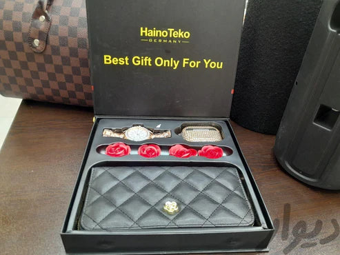 Haino Teko GP-25 Smart Watch +Ear Buds +Leather Wallet + Wireless Charger All in One Best GIft for Womens